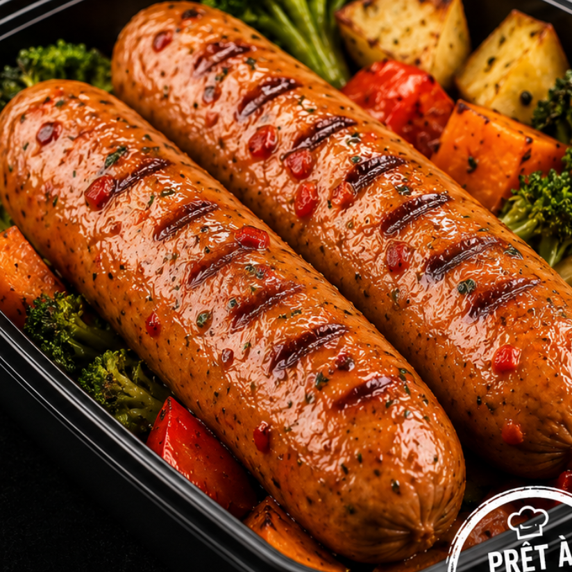 Saucisses Poulet Aux Poivrons Fume   - Prêt a manger