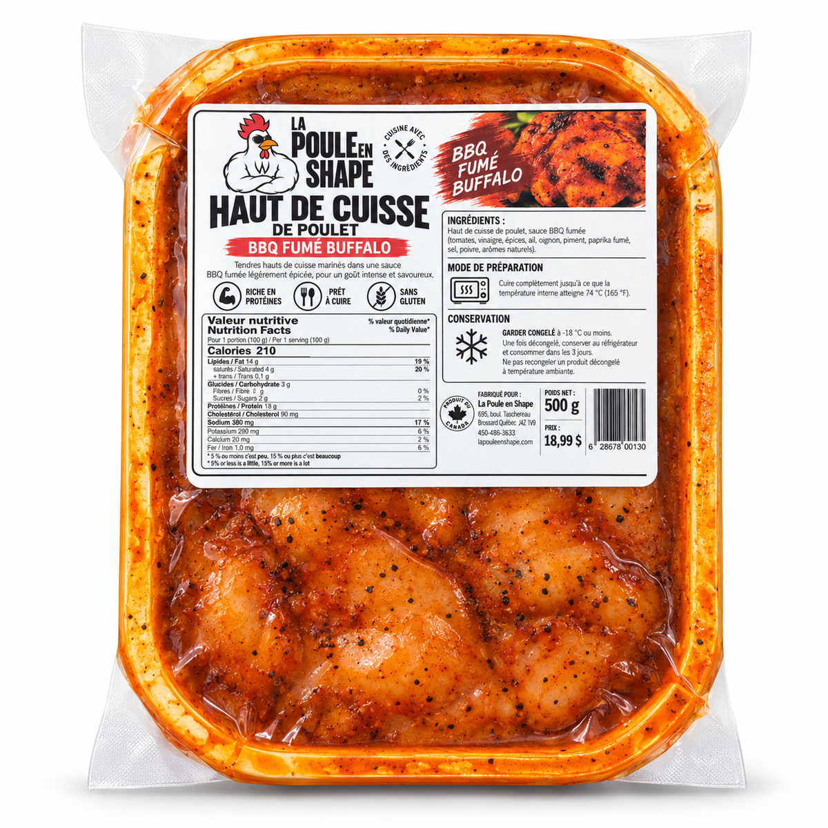 Haute de cuisse de poulet BBQ FUMÉ BUFFALO ( 500g )