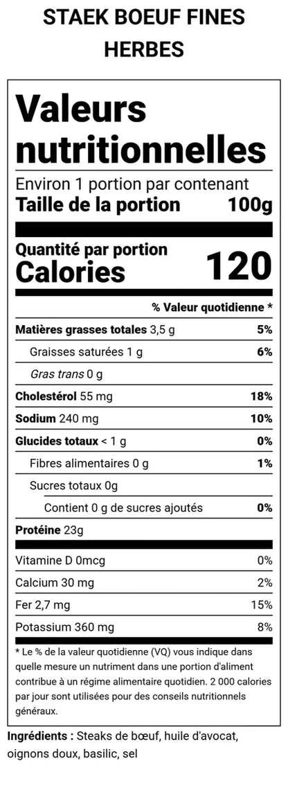 Steak de bœuf fines herbes 1 KG